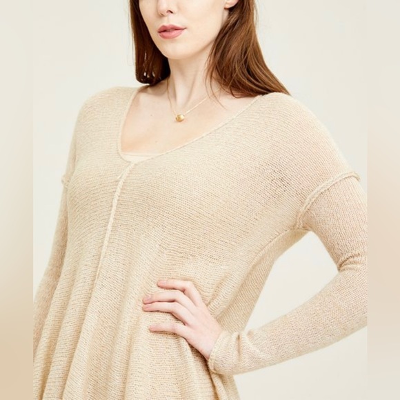 Free People Women's Tan Dancing In The Forest Tunic Sweater Size Small NEW - Picture 3 of 5